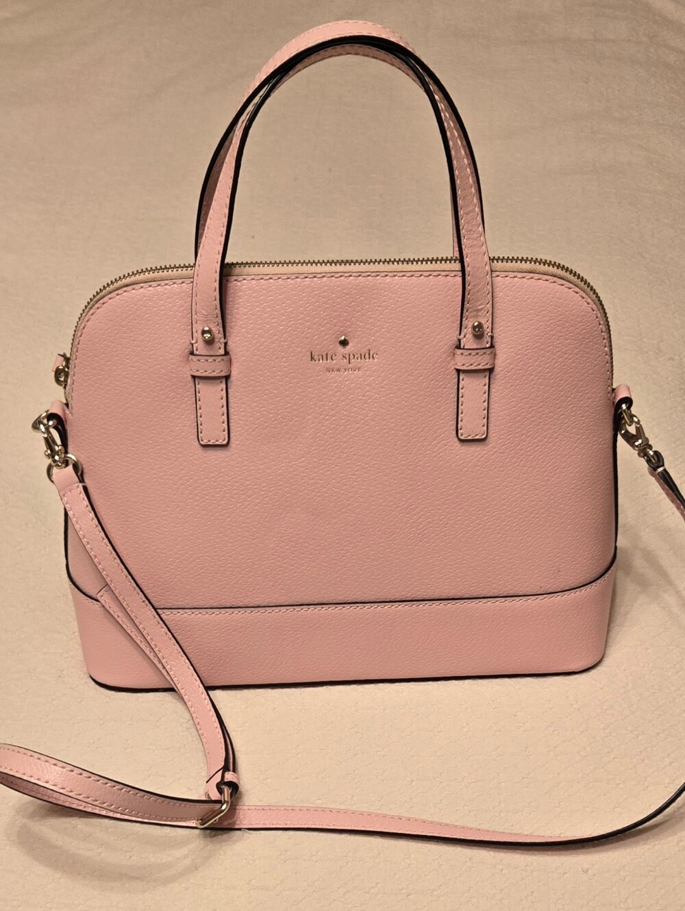 kate spade pale pink leather satchel with removable strap